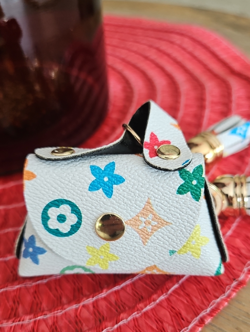 Mini White Multicolor Monogram Keychain Bag